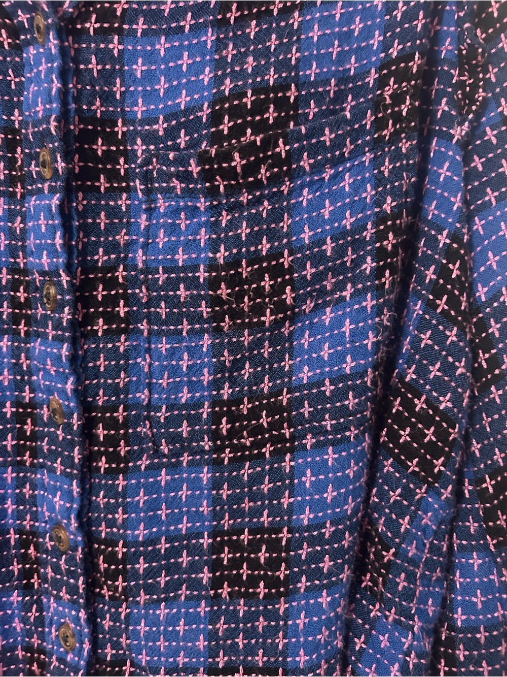 Anthropologie Blue and black Plaid Long-Sleeve button down Women's Blouse - Picture 7 of 10